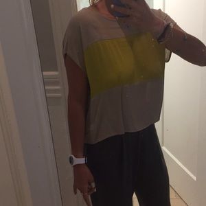 yellow striped flowy (casual yet fancy) shirt